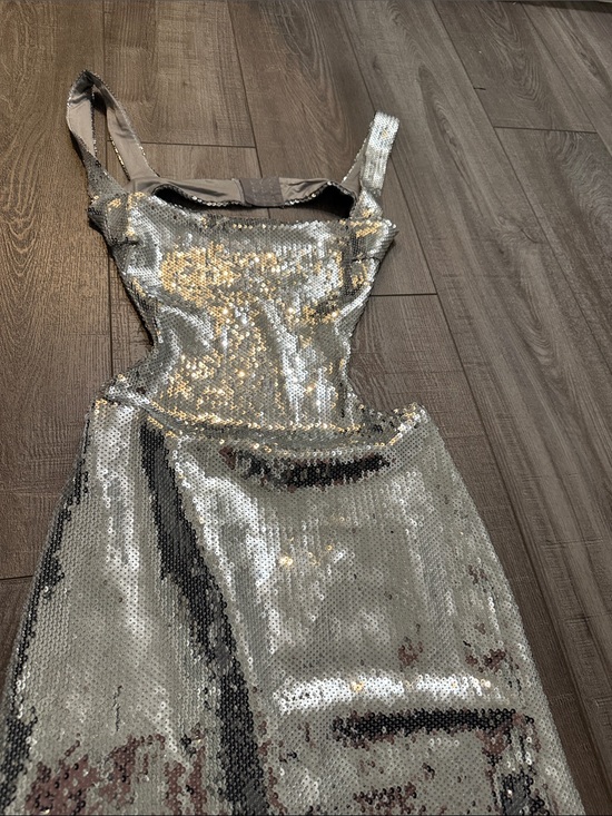 Meshki Dresses & Skirts - Silver Sequin Party Dress -Meshki cut out